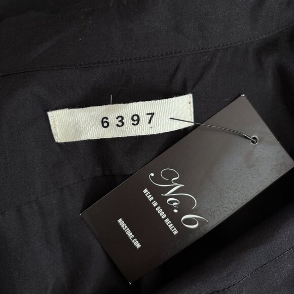 6397 No.6 Black Button Up Short Sleeve Cotton Silk Shirt - Picture 8 of 8